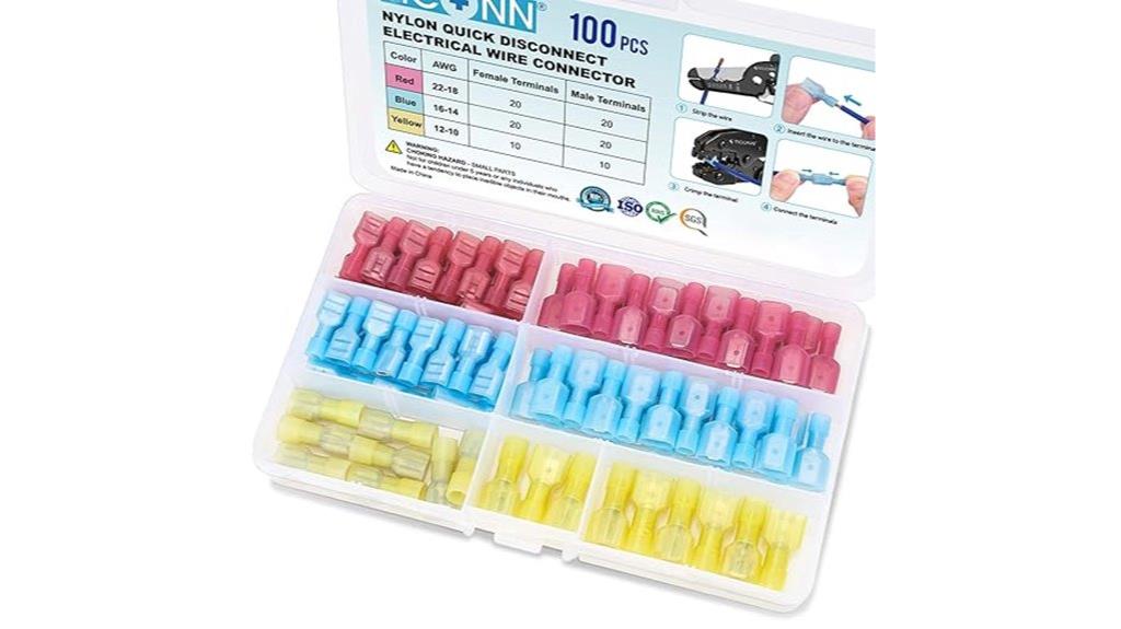 100 piece nylon spade connectors