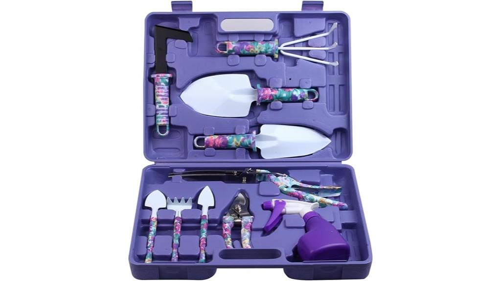 10 piece floral garden tool set