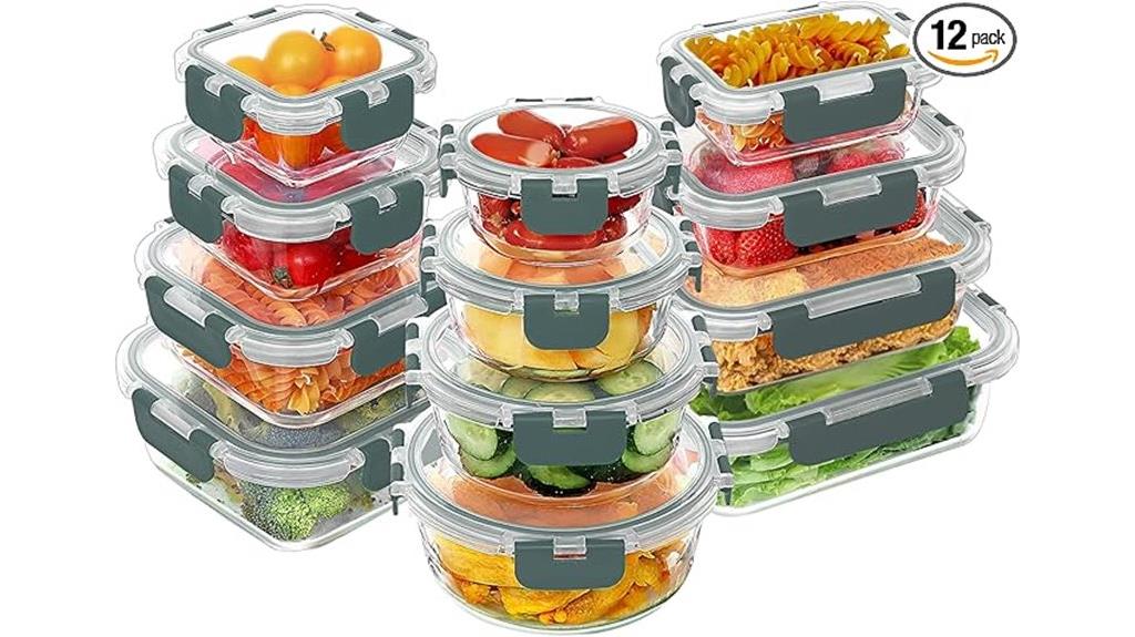 24 piece glass food containers