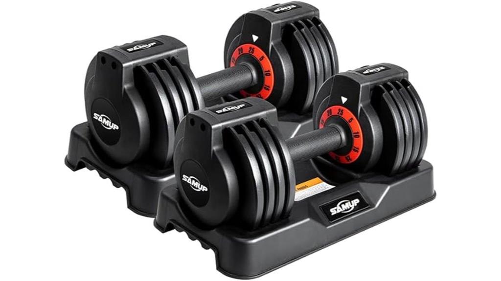 adjustable dumbbells with tray