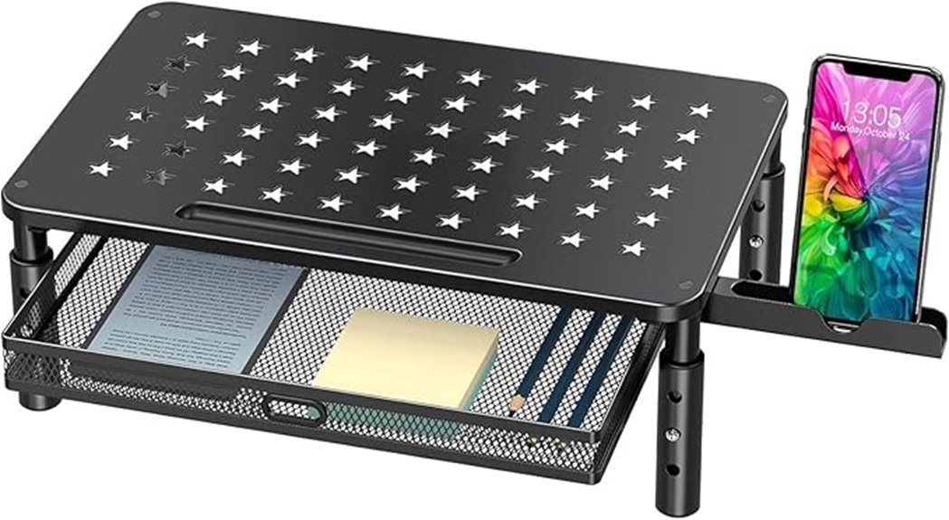 adjustable monitor stand with drawer