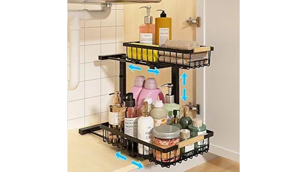 adjustable under sink organizer