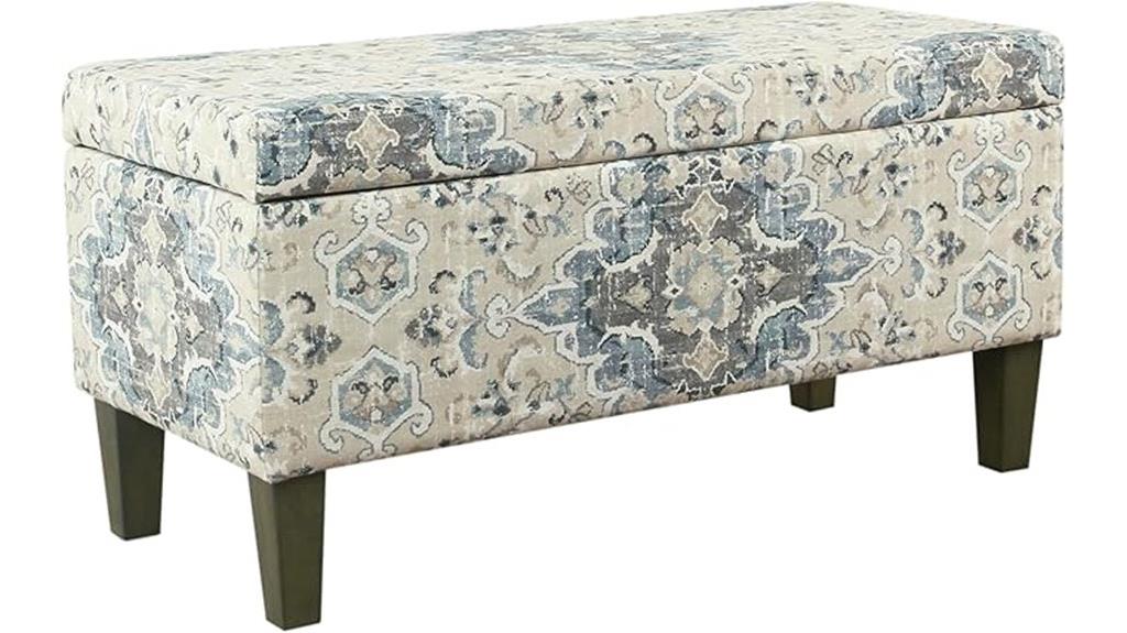 antiqued blue storage bench