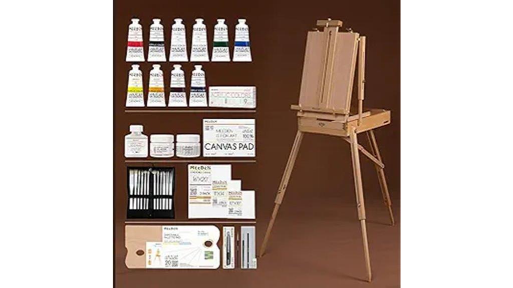 art supplies with easel