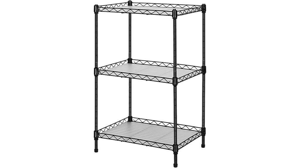black adjustable wire shelving