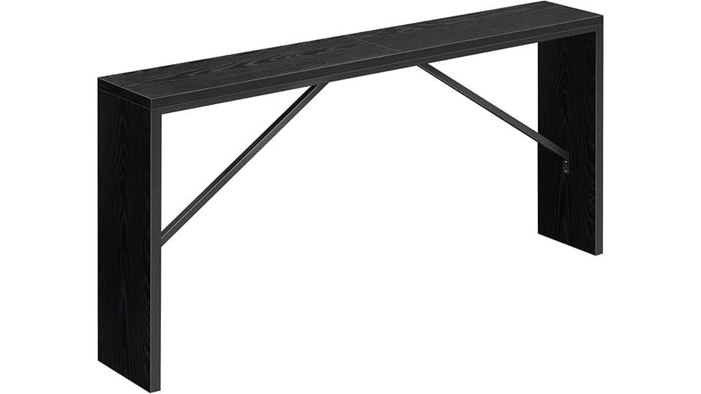 black angled metal console