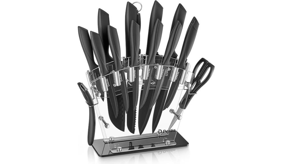 black kitchen knife set
