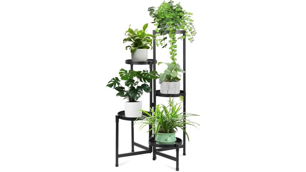 black metal foldable plant stand