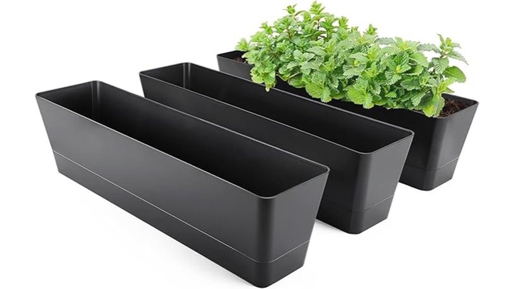 black rectangular window planters
