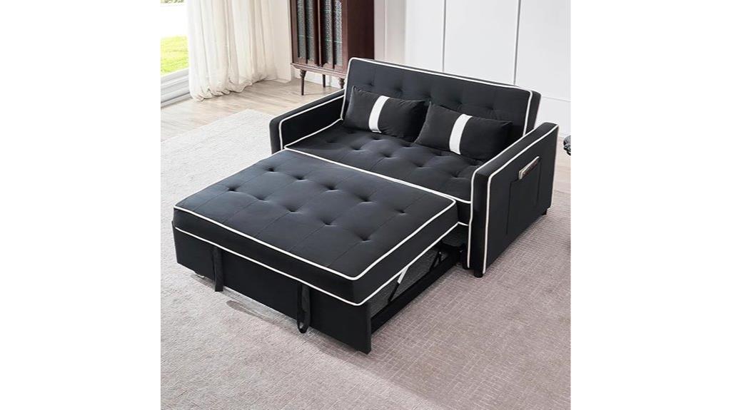 black velvet convertible sofa