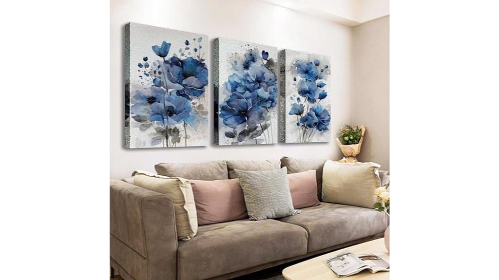 blue floral wall art
