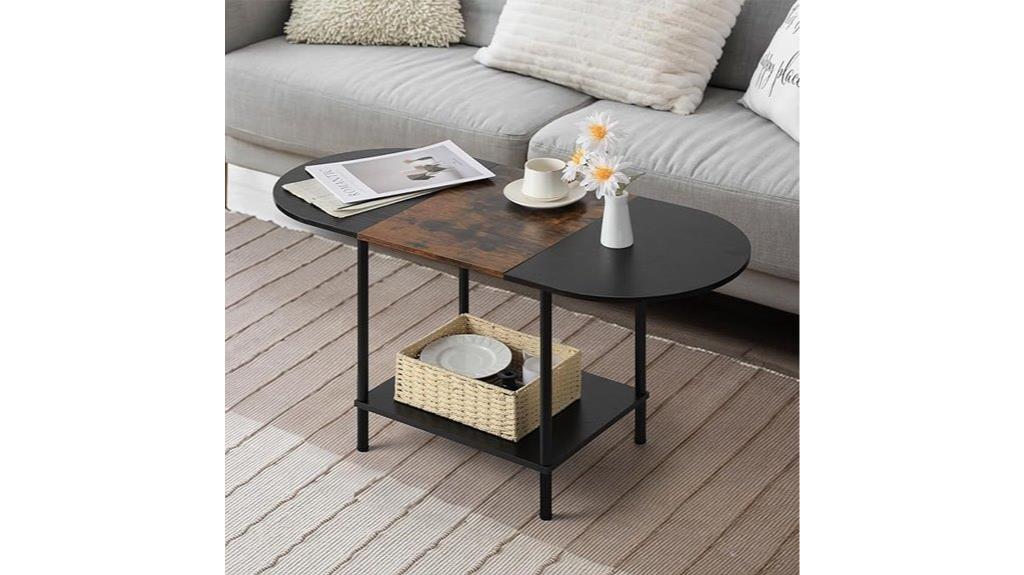 brown and black storage coffee table