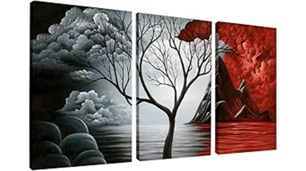 cloud tree canvas triptych