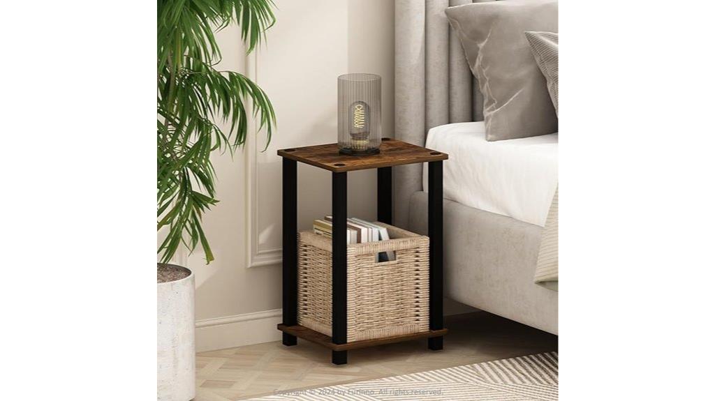 compact amber pine nightstand