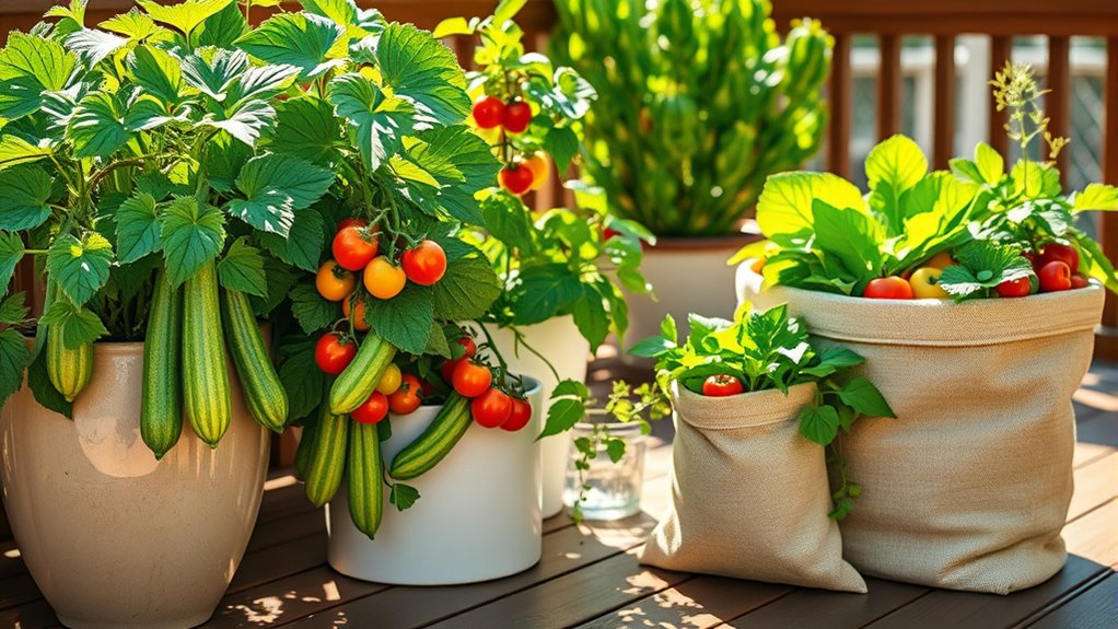 container grown patio vegetables