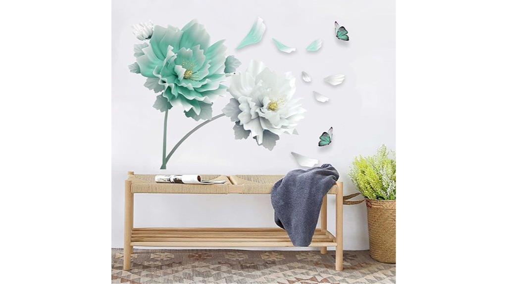 cyan floral butterfly wall decals