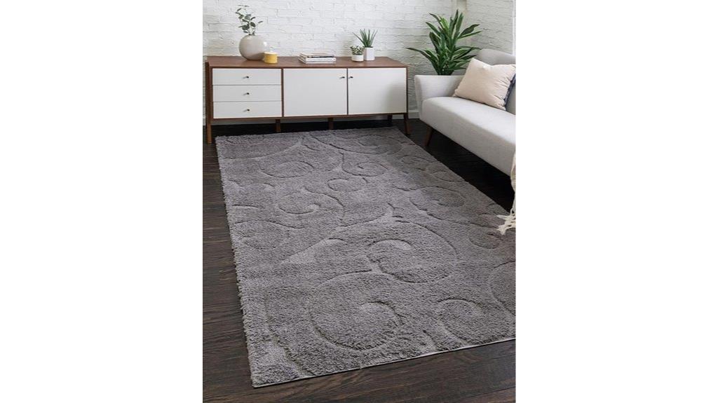 dark gray shag rug