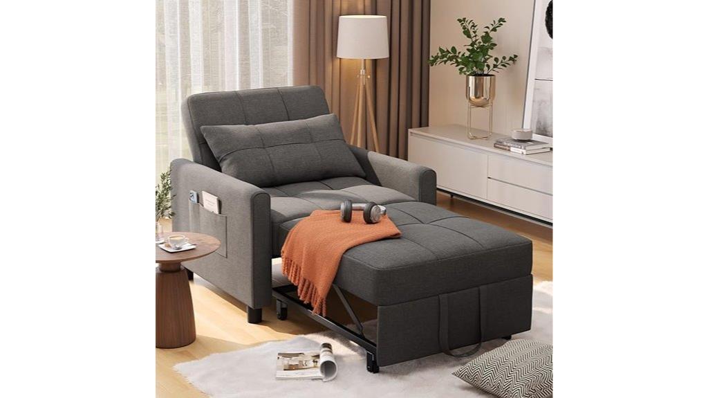 dark grey convertible sofa