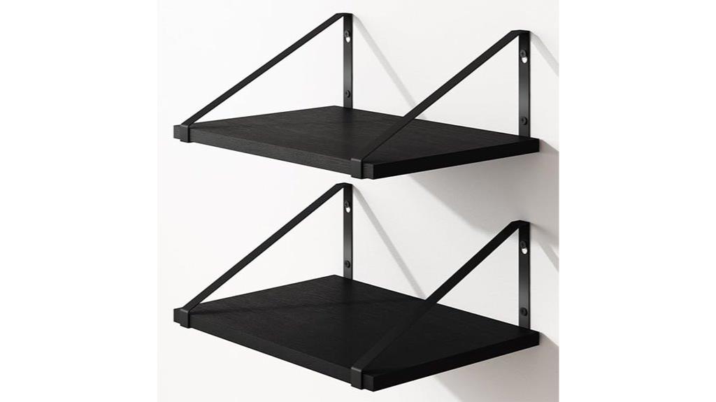 deep black wall shelves