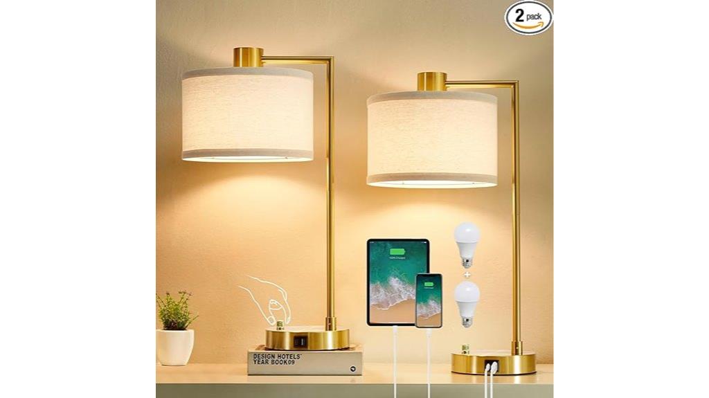 dimmable bedside lamps with usb c