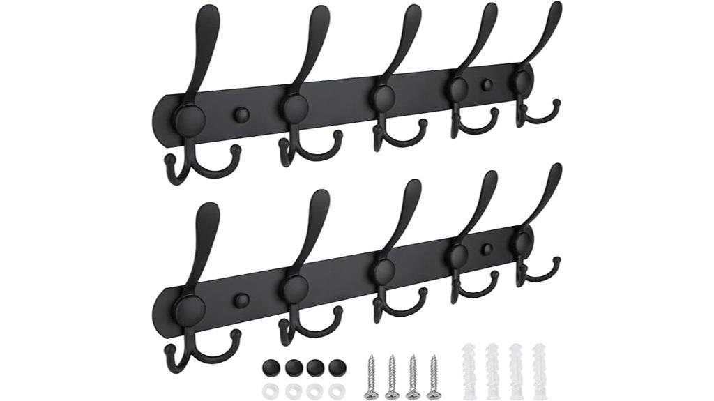 dual wall mount coat hooks