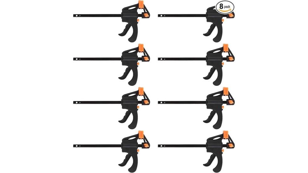 eight 4 inch clamps