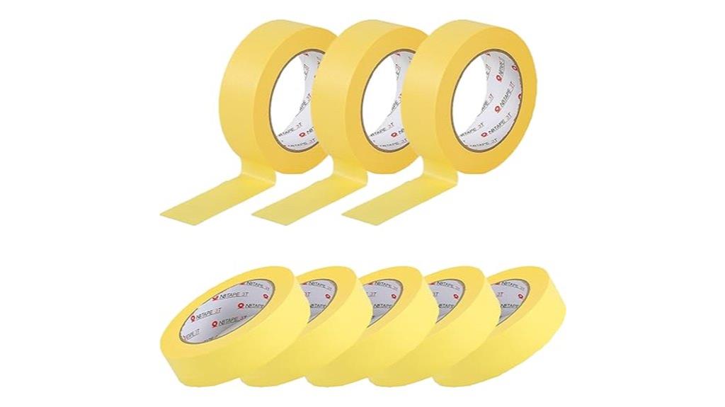 eight yellow masking tapes