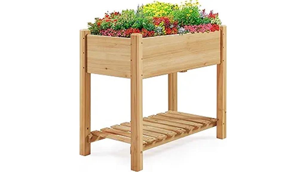 elevated planter with shelf