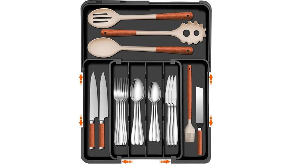 expandable utensil drawer tray