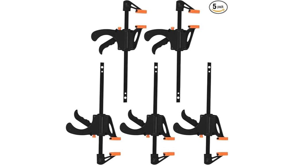 five 4 inch woodworking clamps