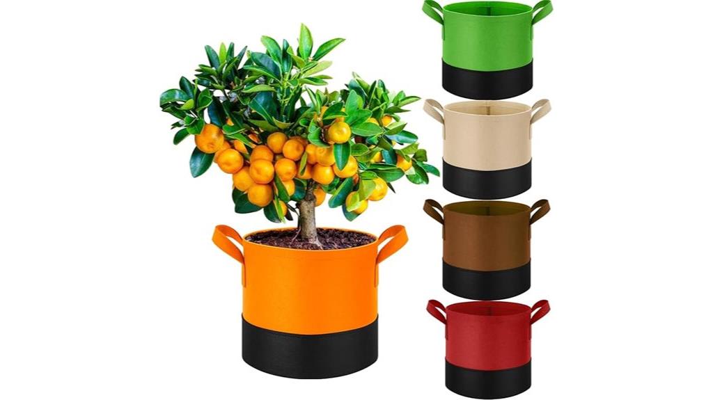 five durable grow bags