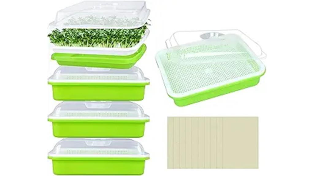 five seed sprouter trays