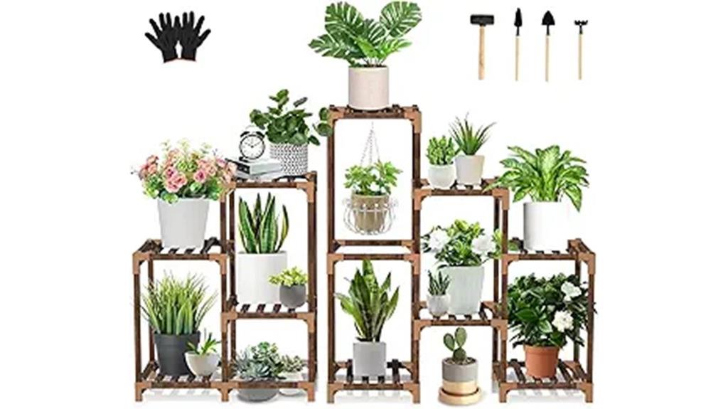 five tier wooden plant stand