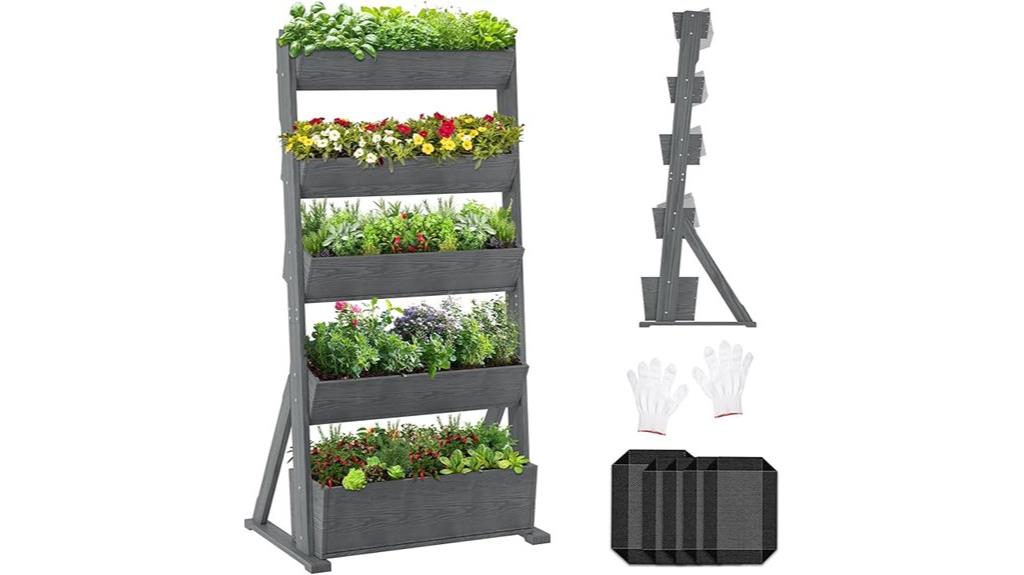 five tier wooden planter