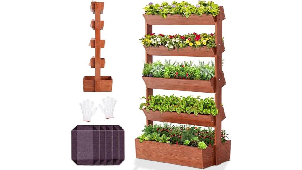 five tier wooden planter