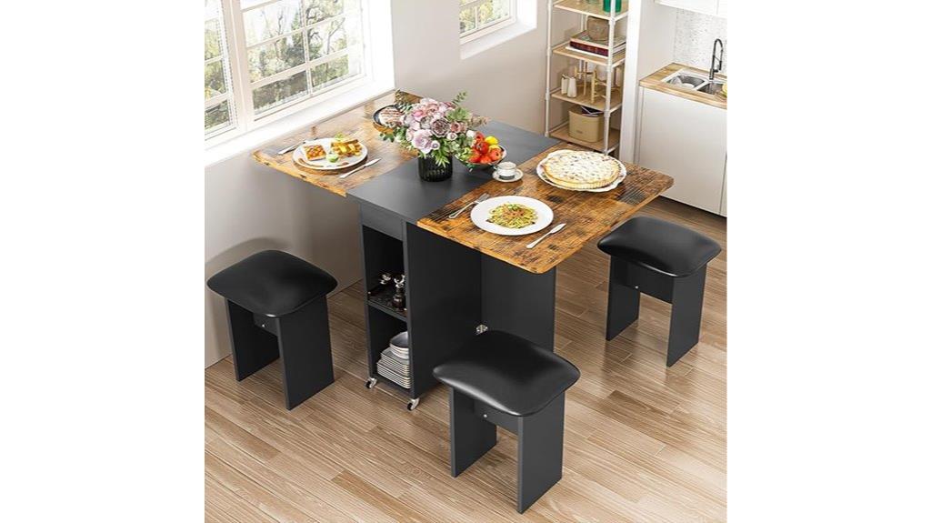 foldable 4 person dining set