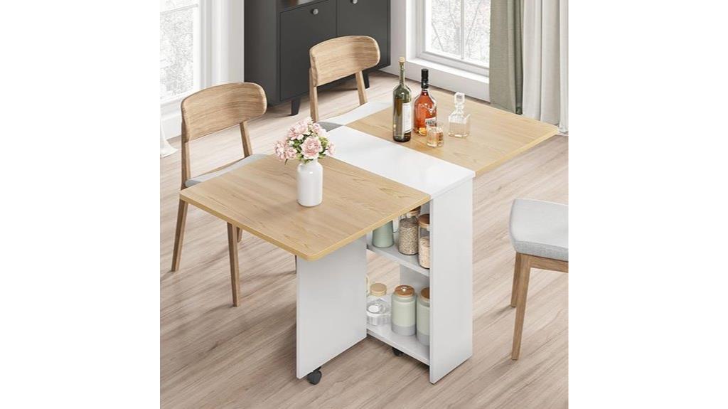 foldable table with shelves