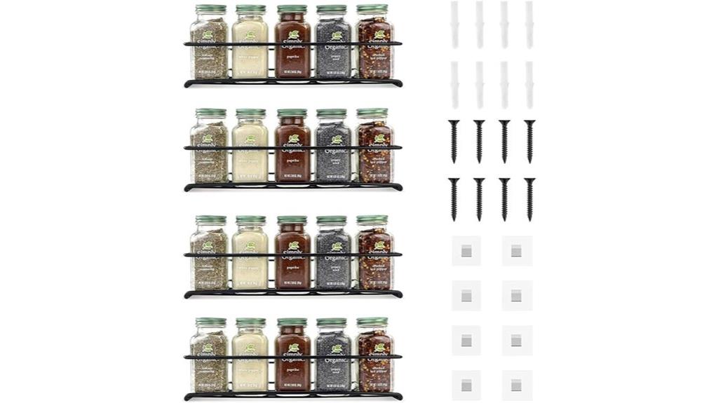 four pack wall mount spice racks