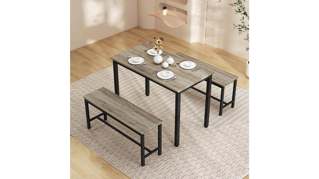 four seats with benches