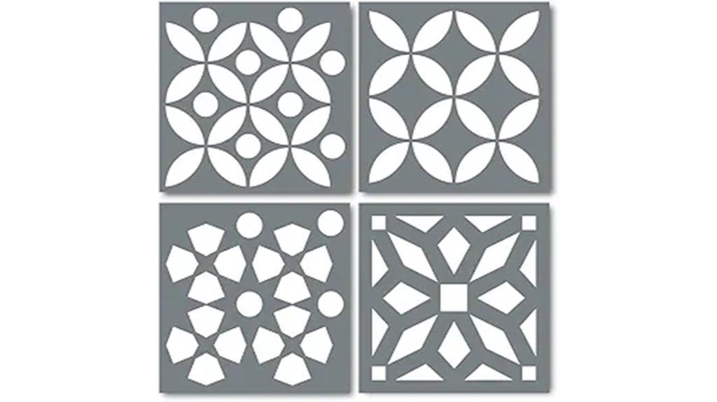 four tile stencil set