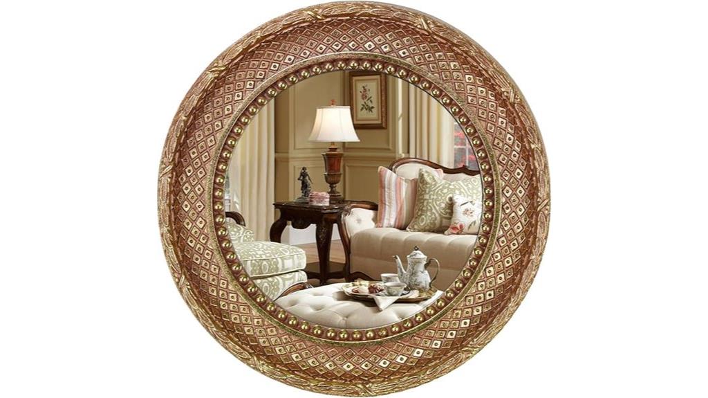 gold round antique mirror