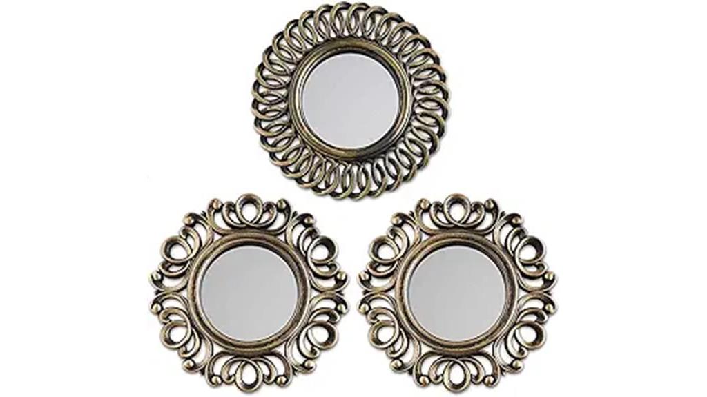 gold round mirror set