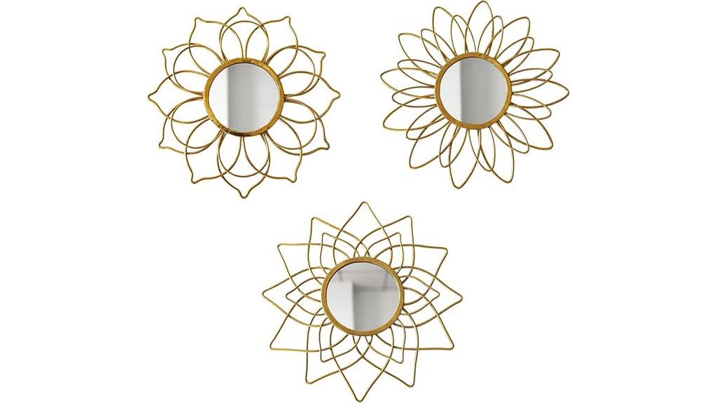 gold round wall mirror set