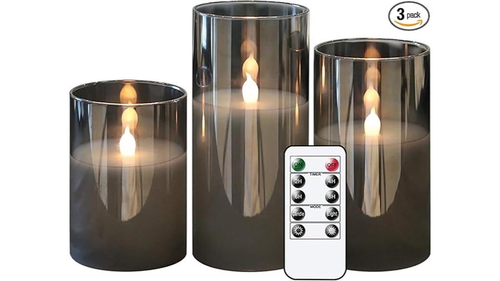 gray glass flameless candles