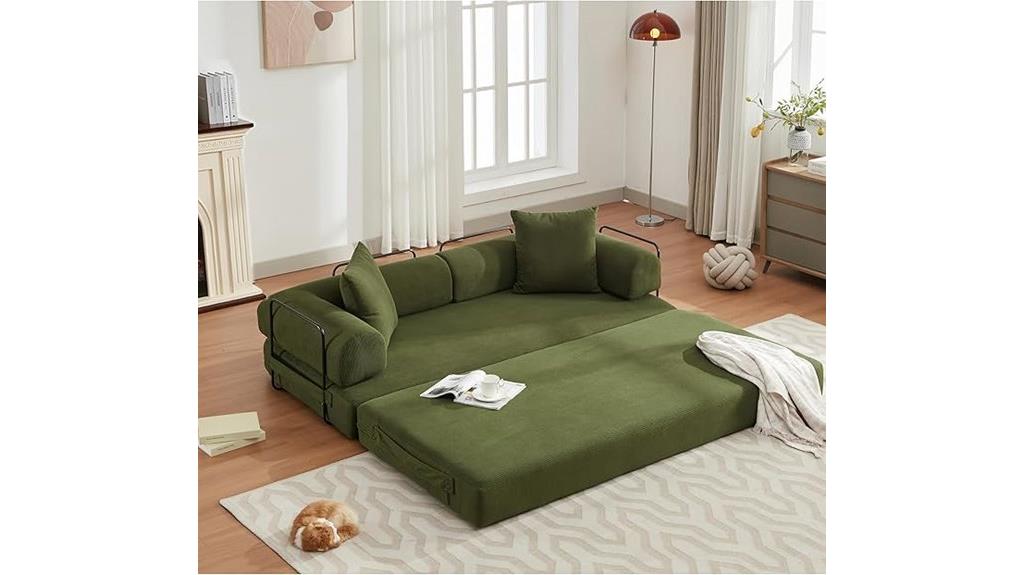 green corduroy sofa bed