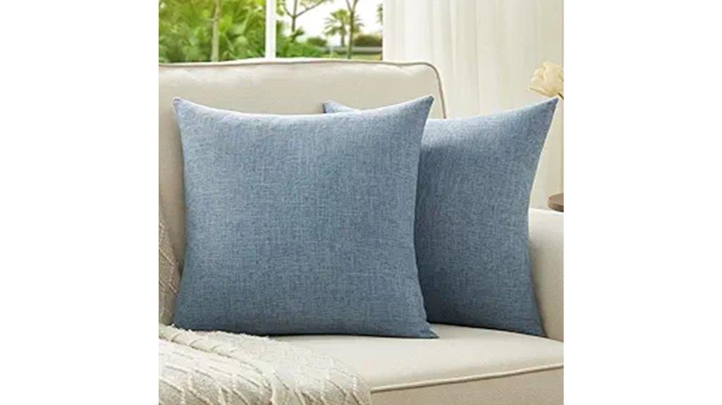 grey blue linen pillow covers
