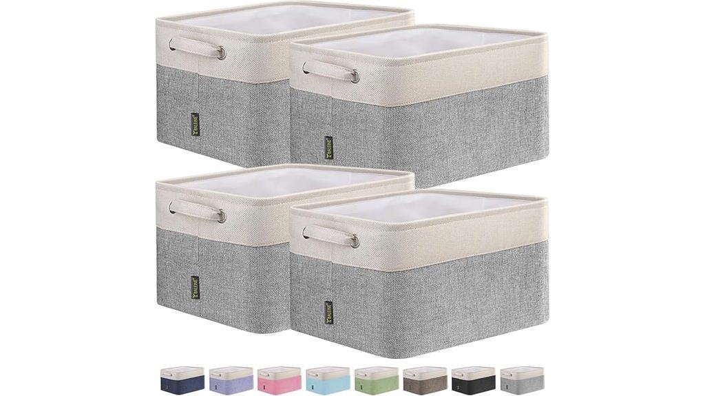 grey fabric storage bins