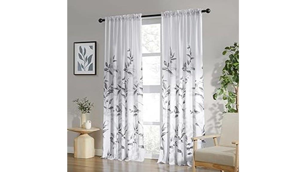 grey white semi sheer curtains