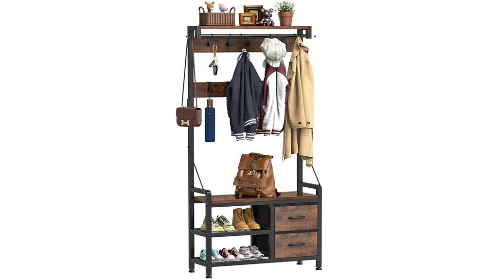 hall tree with coat rack