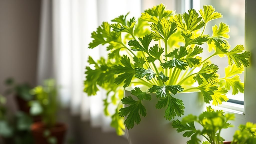 indoor parsley thrives indoors